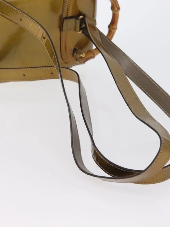 GUCCI Bamboo Backpack Patent leather Gold Tone 003 1705 0030 Auth ka2998 main image 5